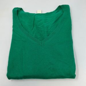 J. Crew womens XXS green Vneck long sleeve pullover sweater